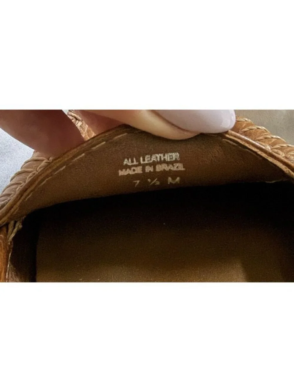 TORY BURCH Tan Carmel Textured Leather Driver Mocs Flats Size 7.5 Slip On